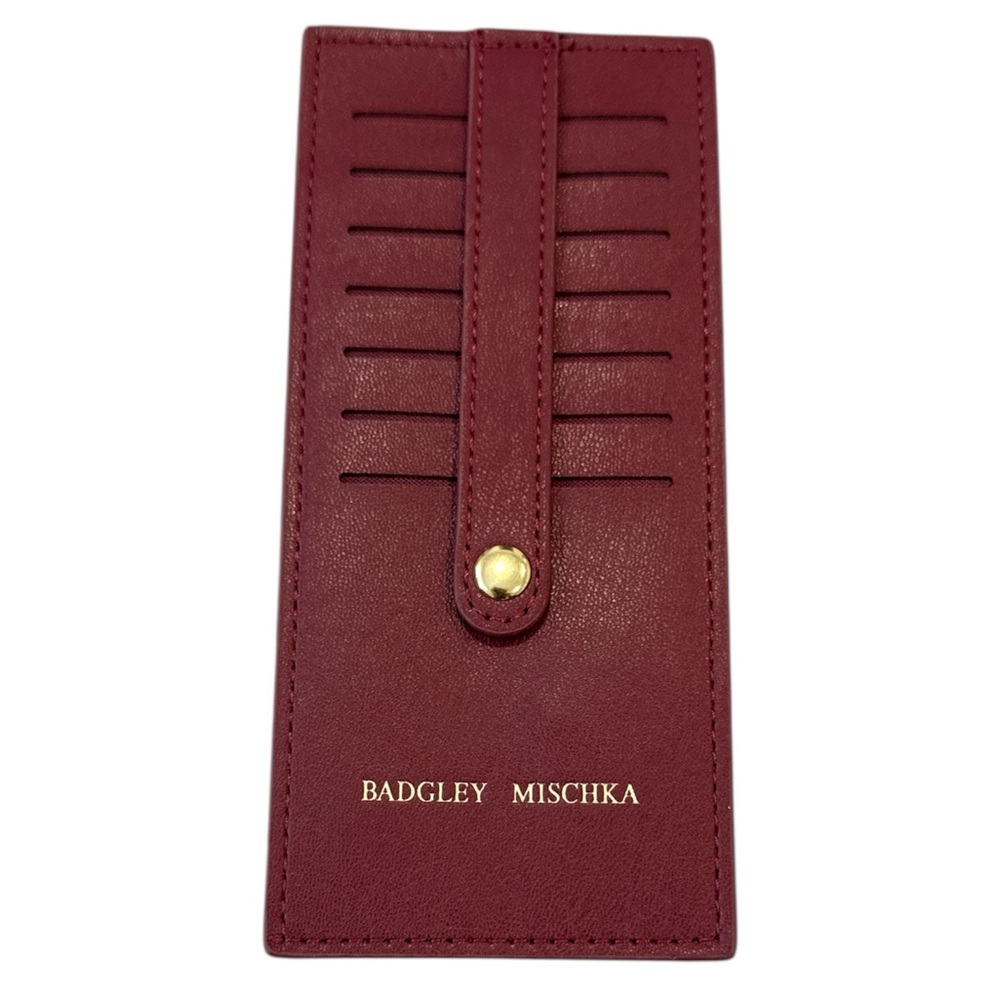 Badgley Mischka Leather Card Holder with Gold Accent
